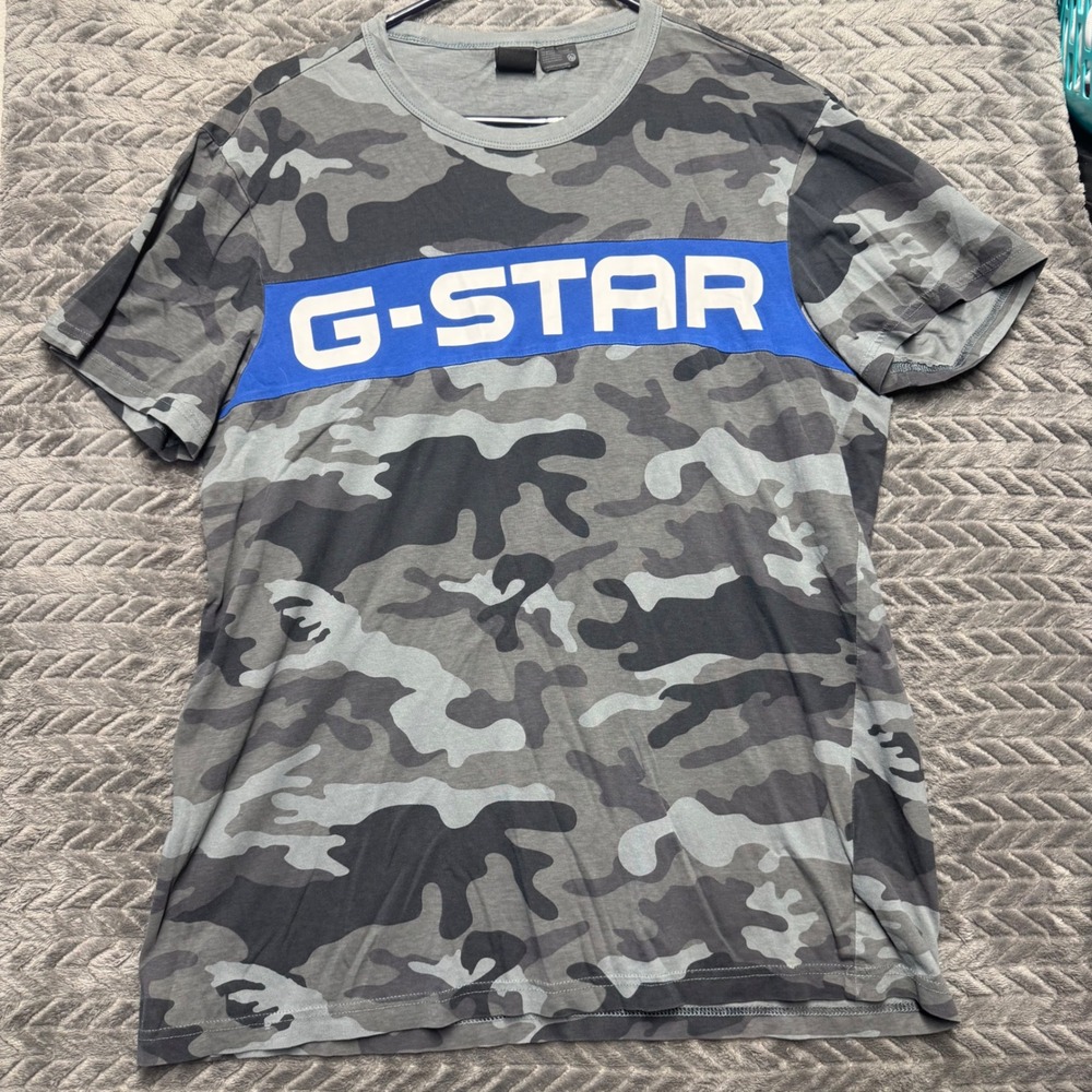G-Star‎ Raw Rodis Camo Sport T-Shirt Large Grey Blue Graphic D12622 (1638)